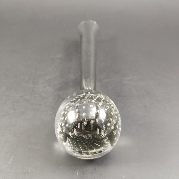 Art Glass Bud Vase Controlled Bubbles Gray 7.25" - Picture 4 of 6